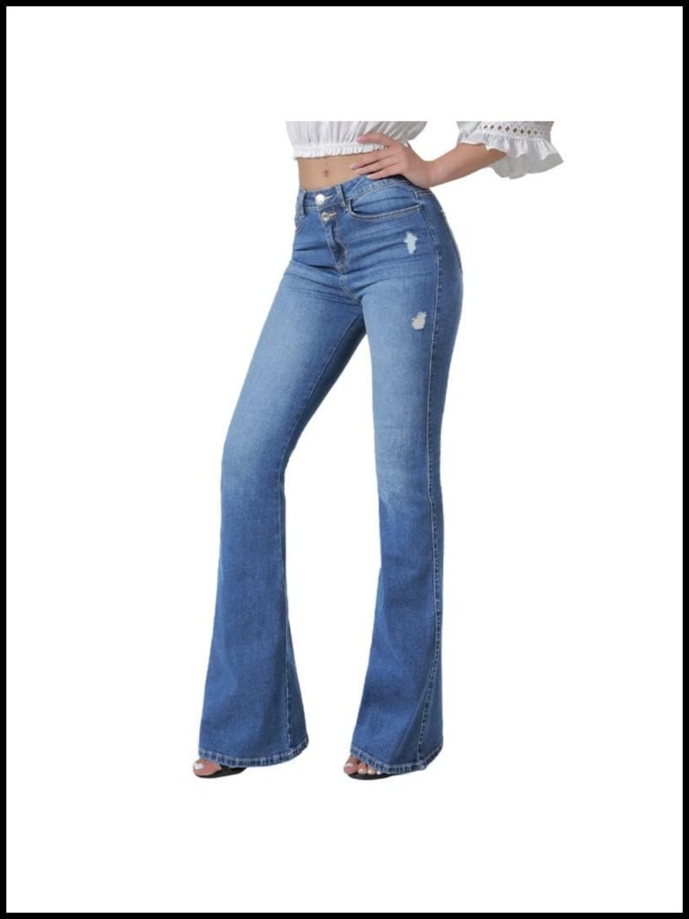Women's Flare Bell Bottom Jeans High Waisted Bootcut Stretch Denim Pants